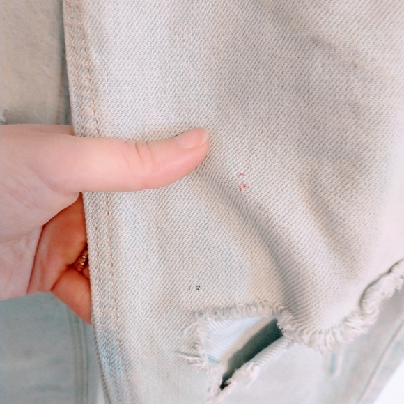 Old Navy slouchy straight high rise light wash button fly jeans. Has a couple of - Picture 3 of 8